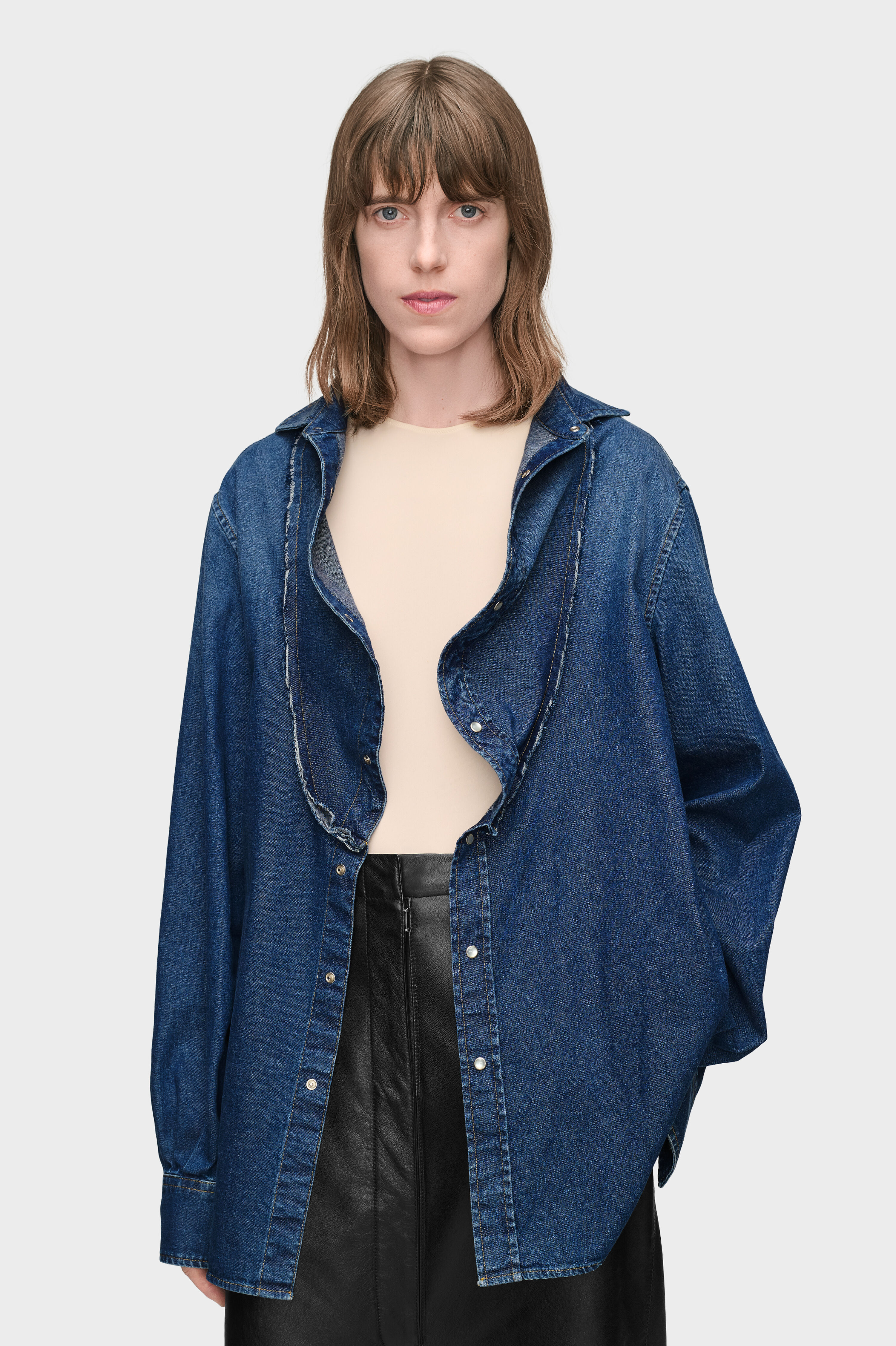 Folded Collar Denim Shirt