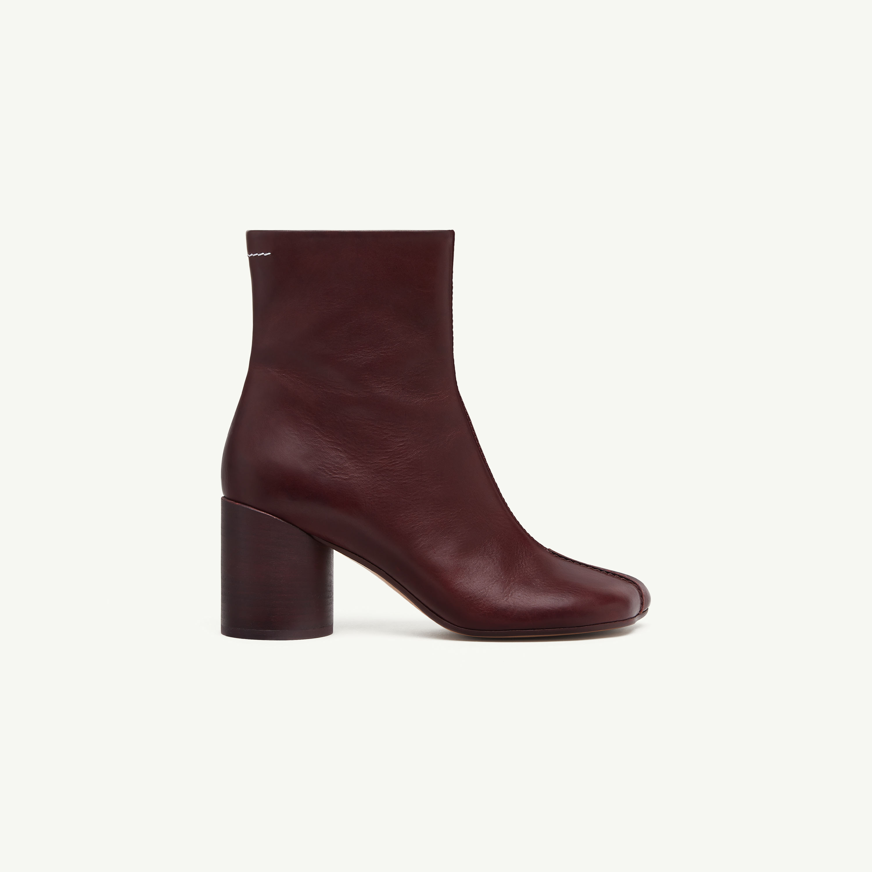 Mm6 Maison Margiela Anatomic Stitch Ankle Boots In Burgundy