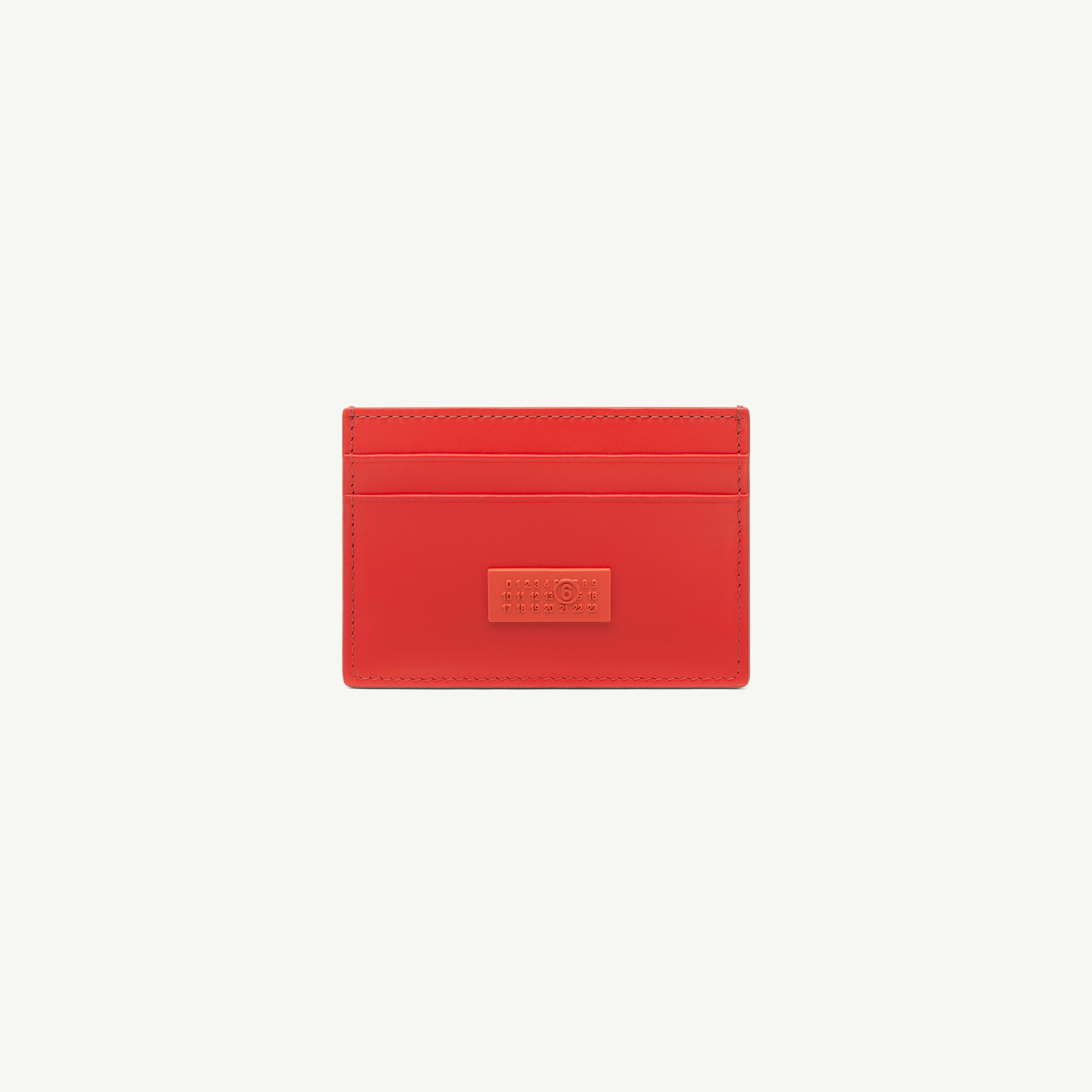 Mm6 Maison Margiela Numeric Leather Card Holder In Orange