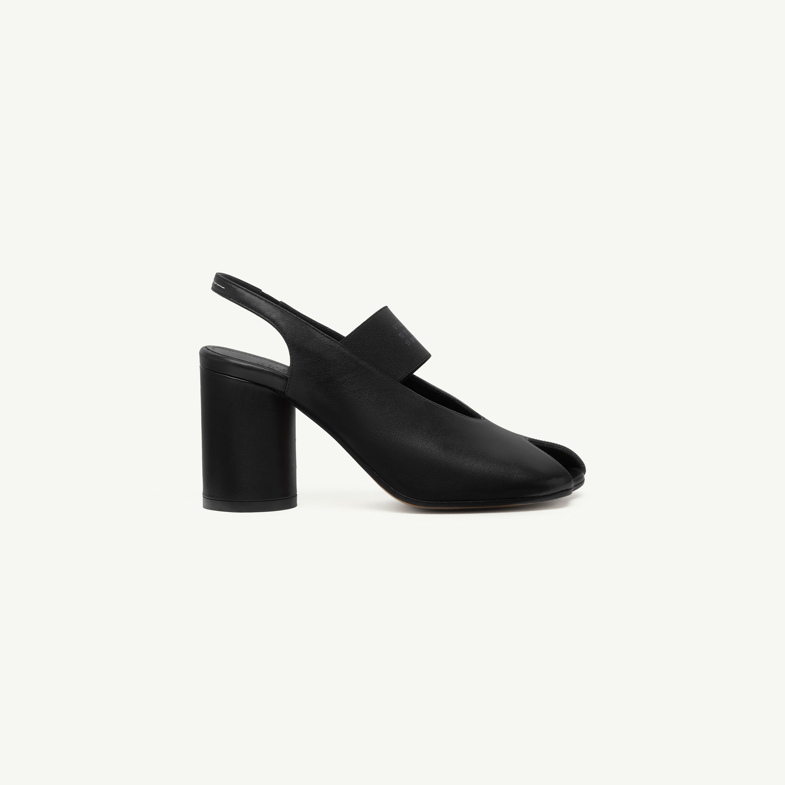 Mm6 Maison Margiela Anatomic Numeric Slingback Peep Toe Block Heel In Black