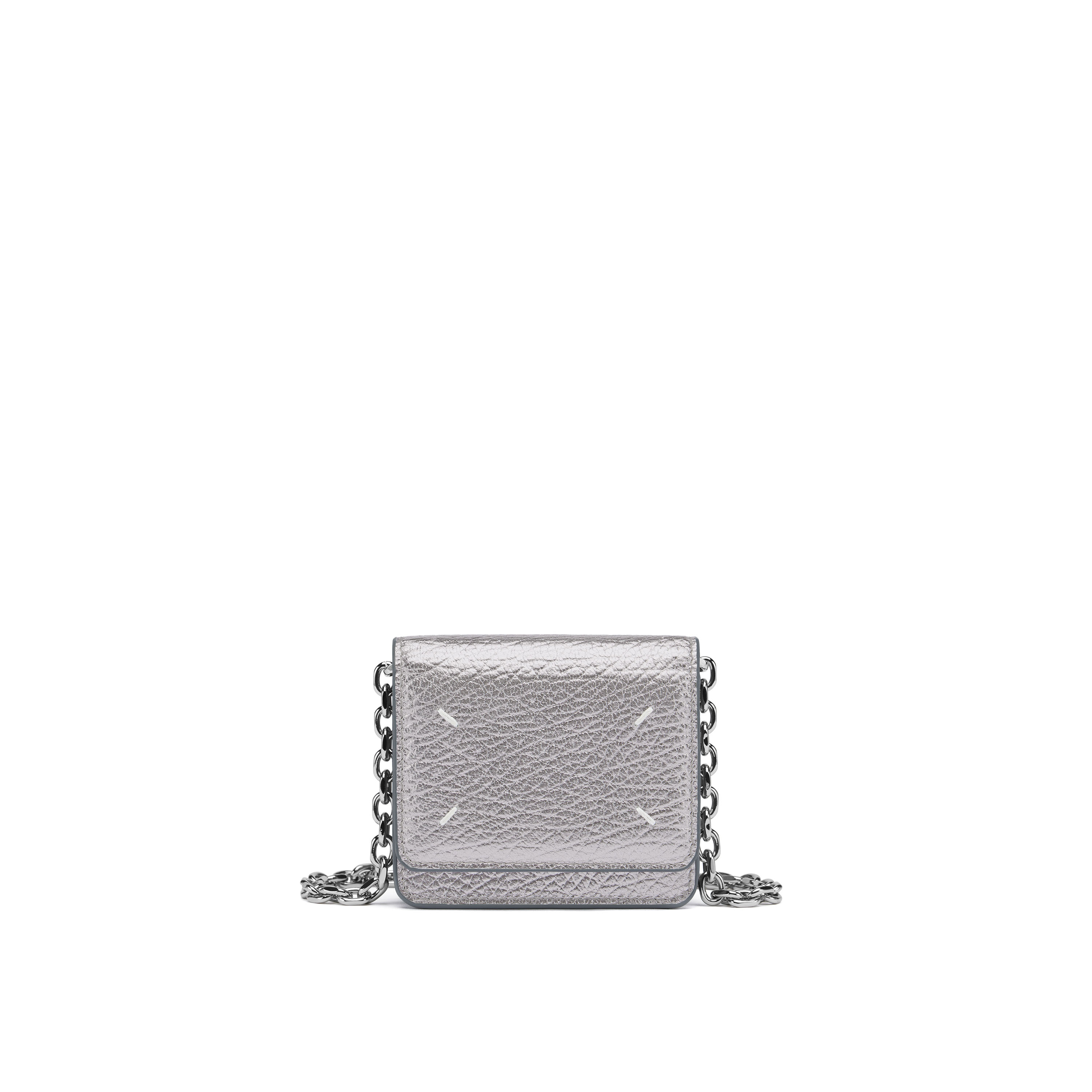 Maison Margiela Four Stitches Chain Wallet Small Unisex Metallic Grey