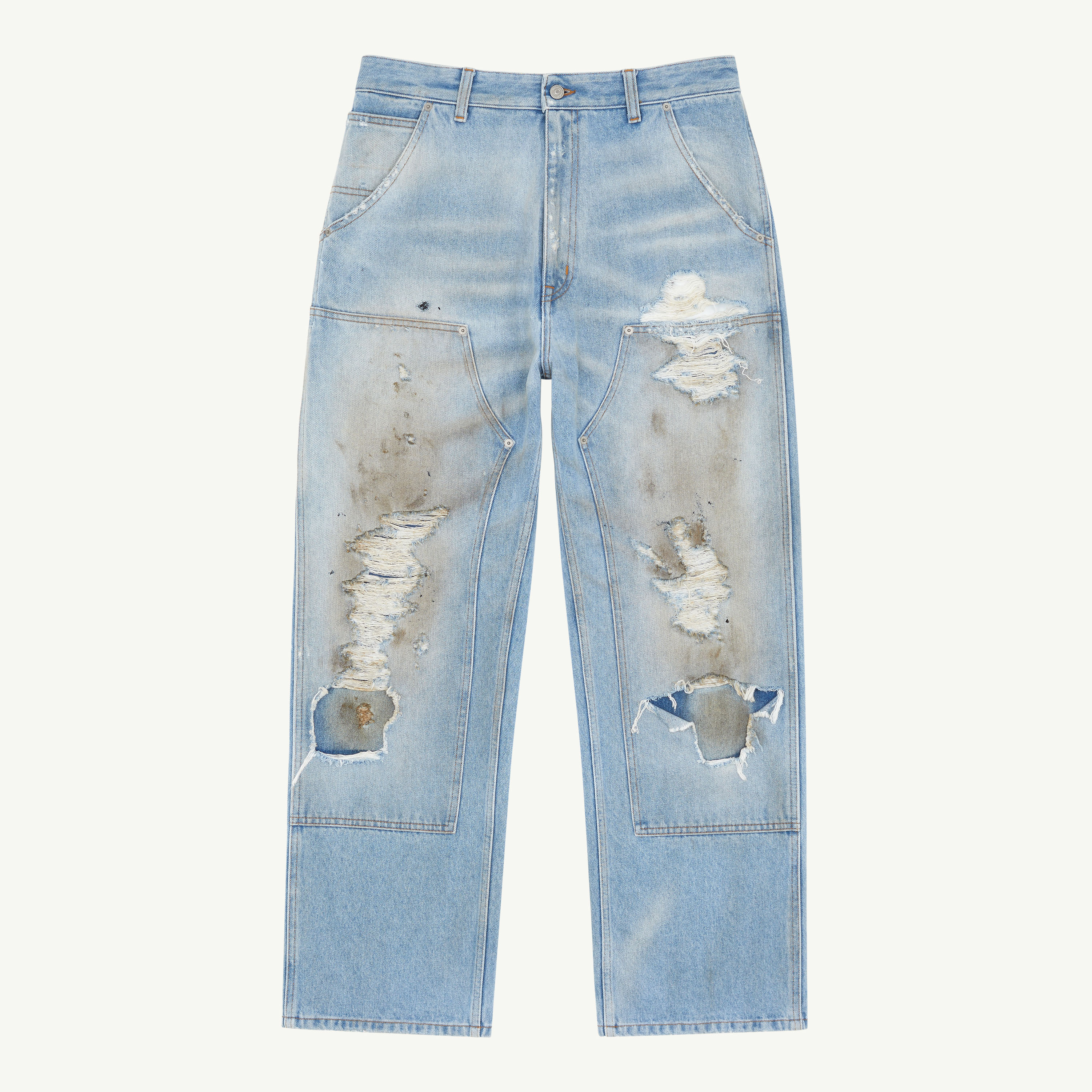 Mm6 Maison Margiela Distressed Jeans In Blue