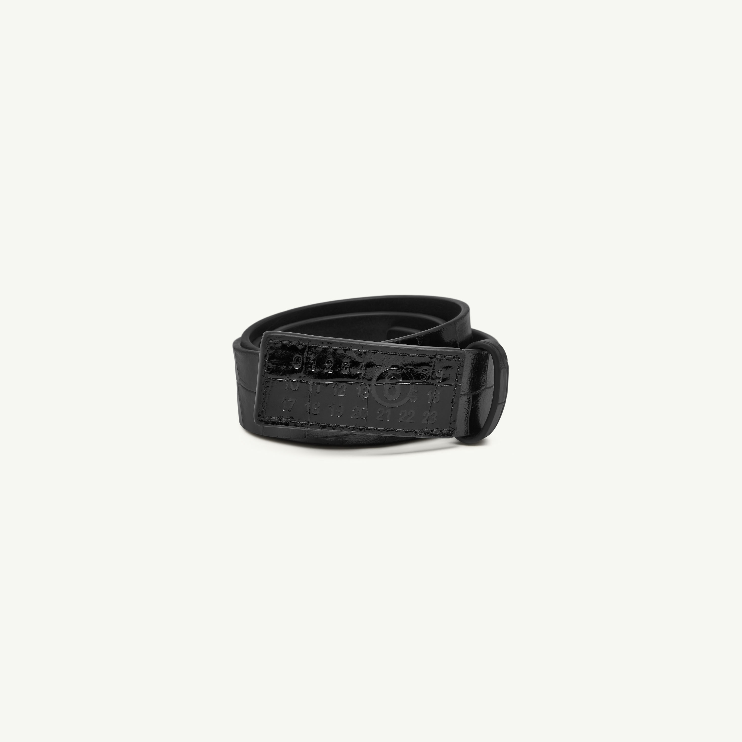 Mm6 Maison Margiela Croc-print Belt In Black