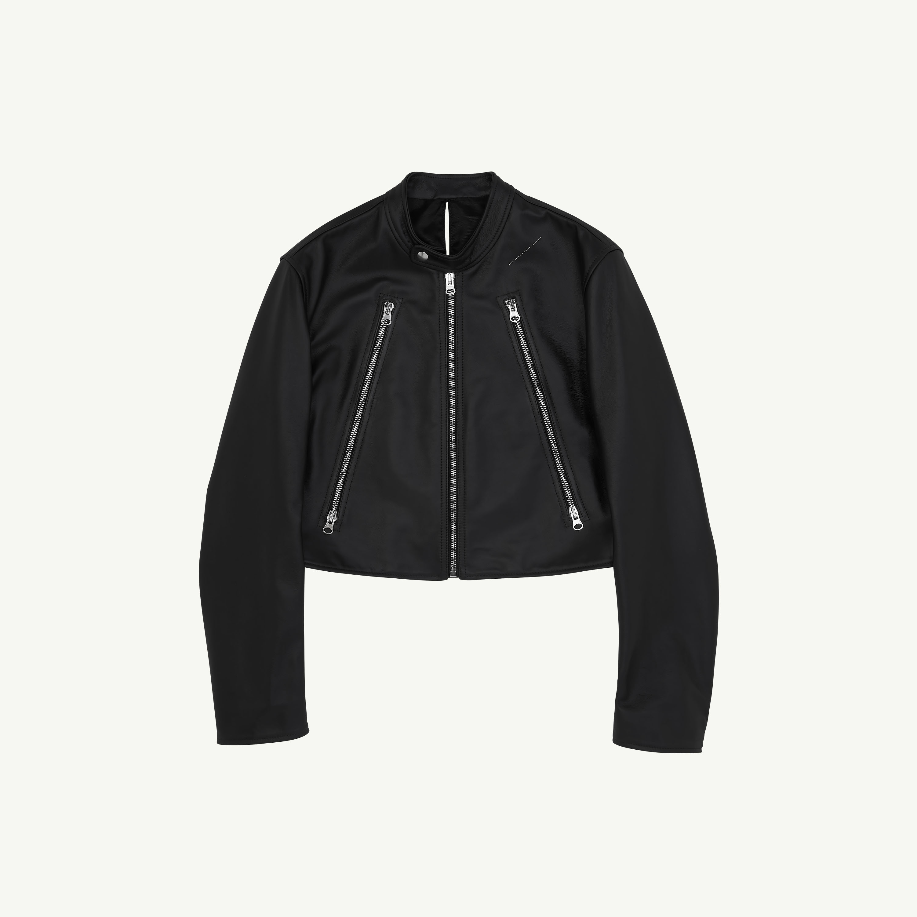 Mm6 Maison Margiela Twist Leather Jacket In Black