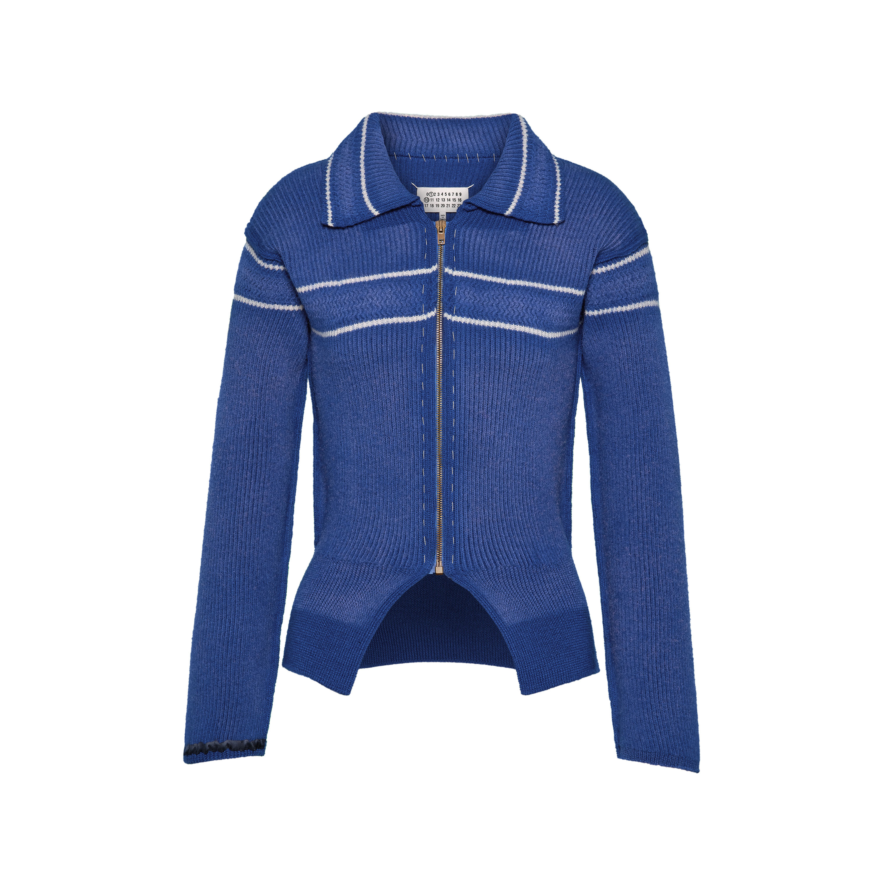 Maison Margiela Sunbleached Wool Cardigan Woman Bluette And White