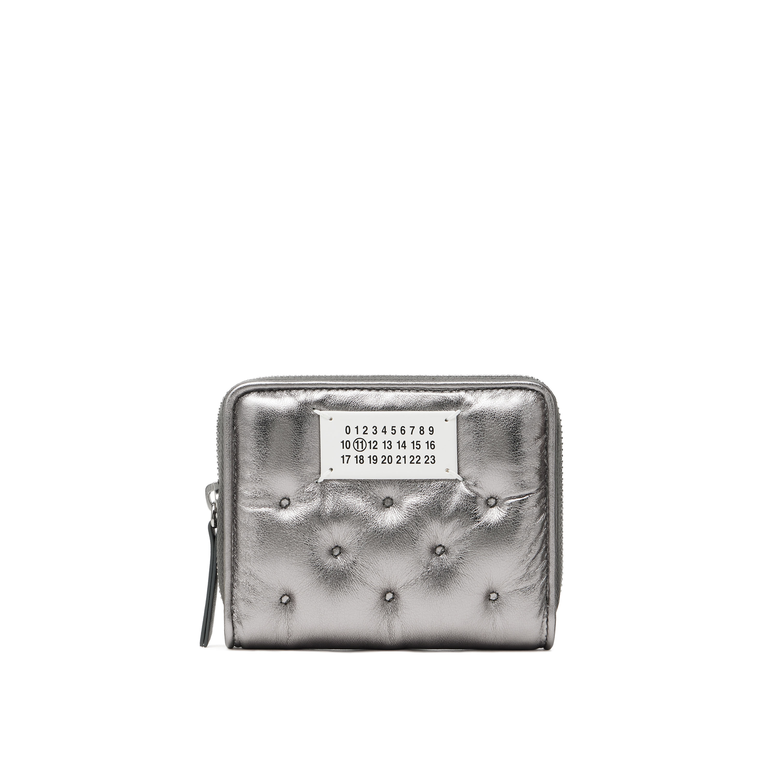 Maison Margiela Glam Slam Embroidered Wallet Small Unisex Metallic Grey