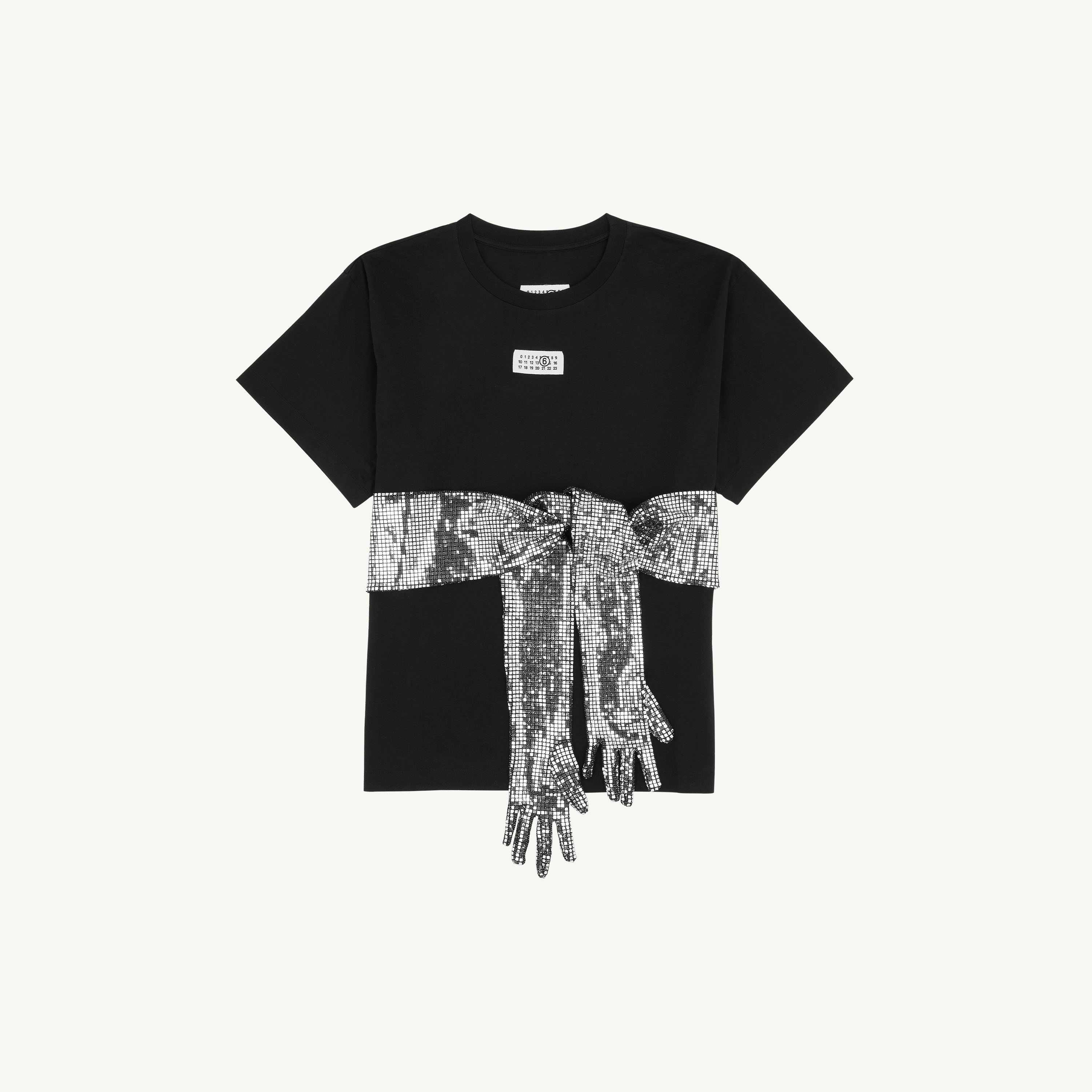 Mm6 Maison Margiela Short-sleeve Black T-shirt With Disco-style Gloves