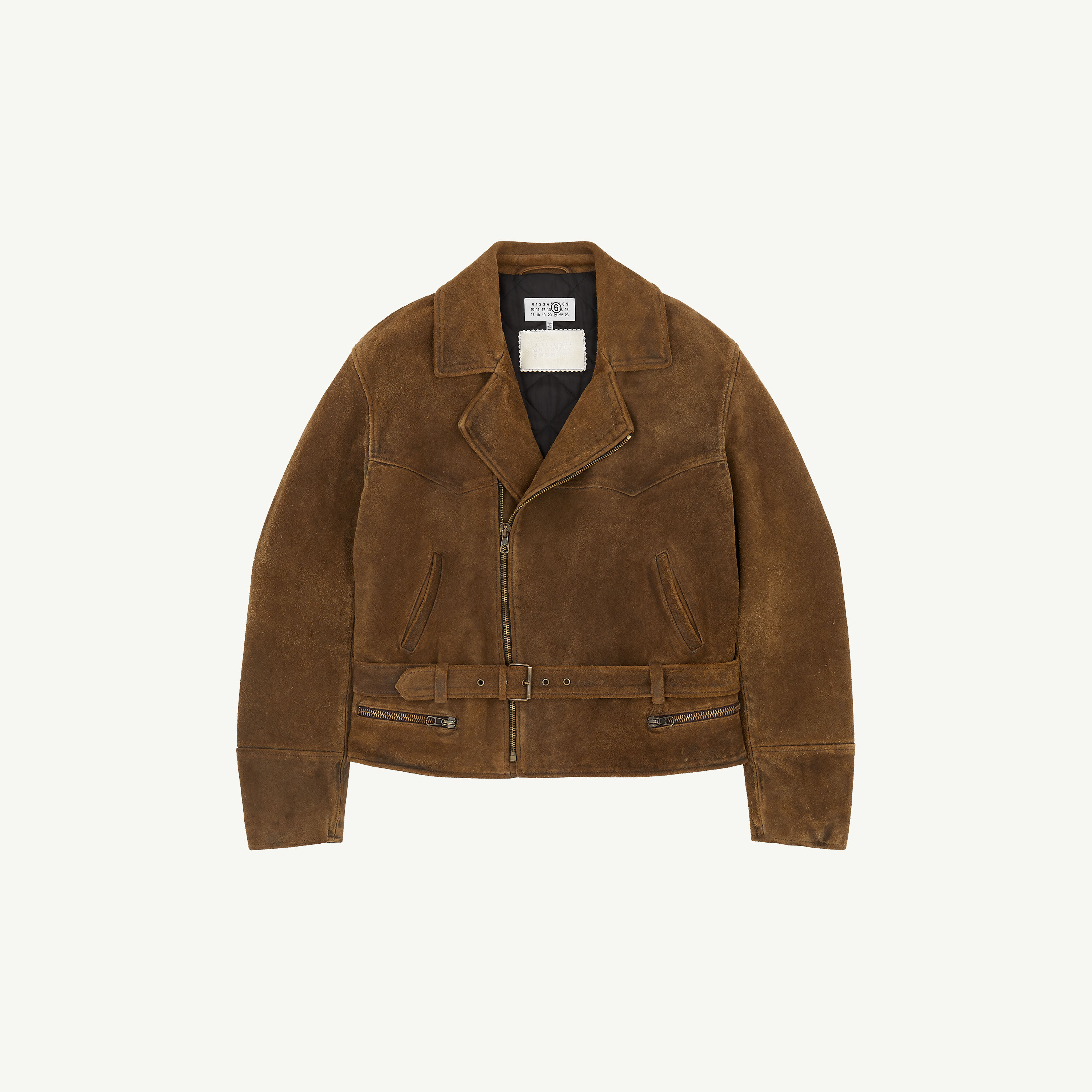 Mm6 Maison Margiela Suede Biker Jacket In Brown