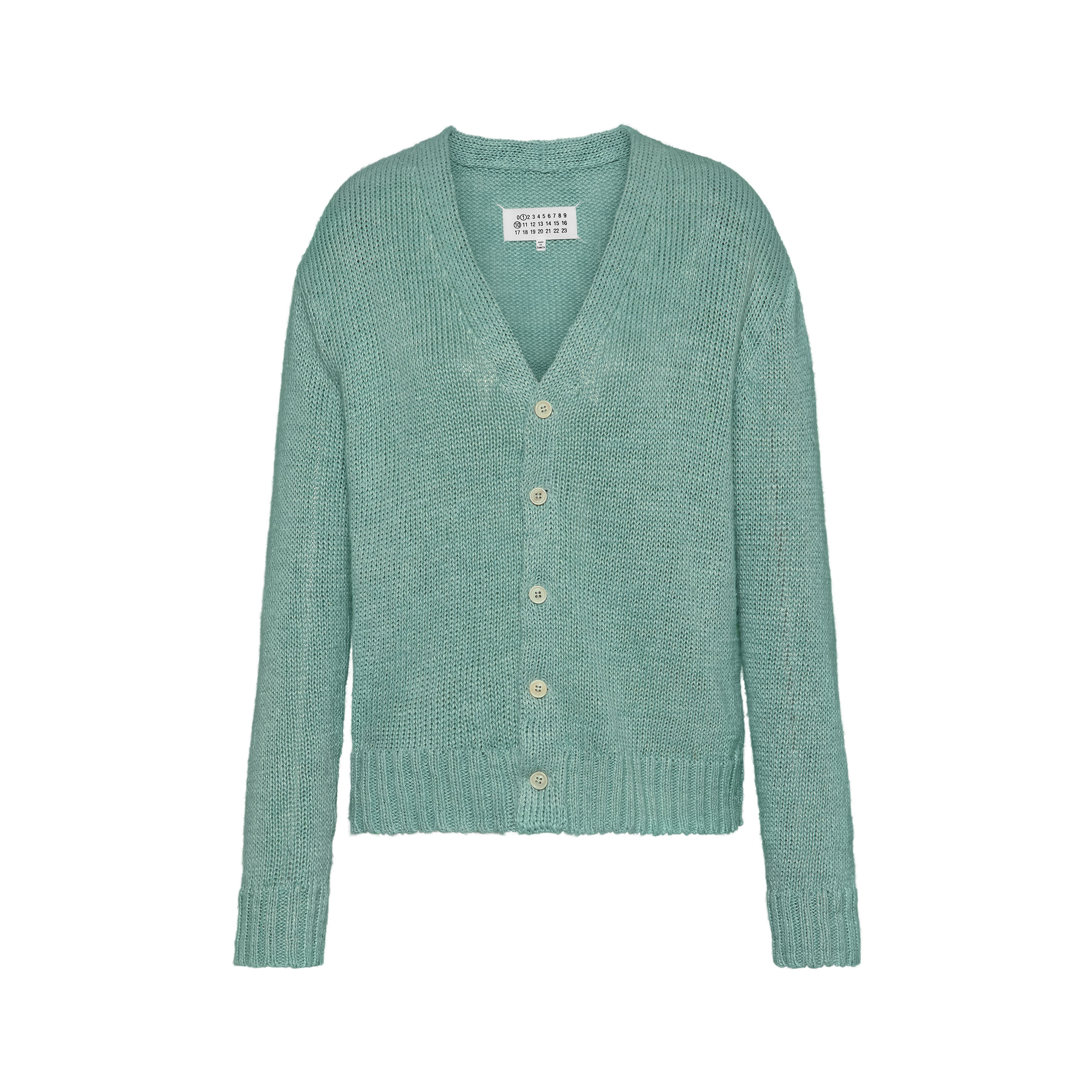 Maison Margiela Gardening Hemp Knit Cardigan Woman Light Blue