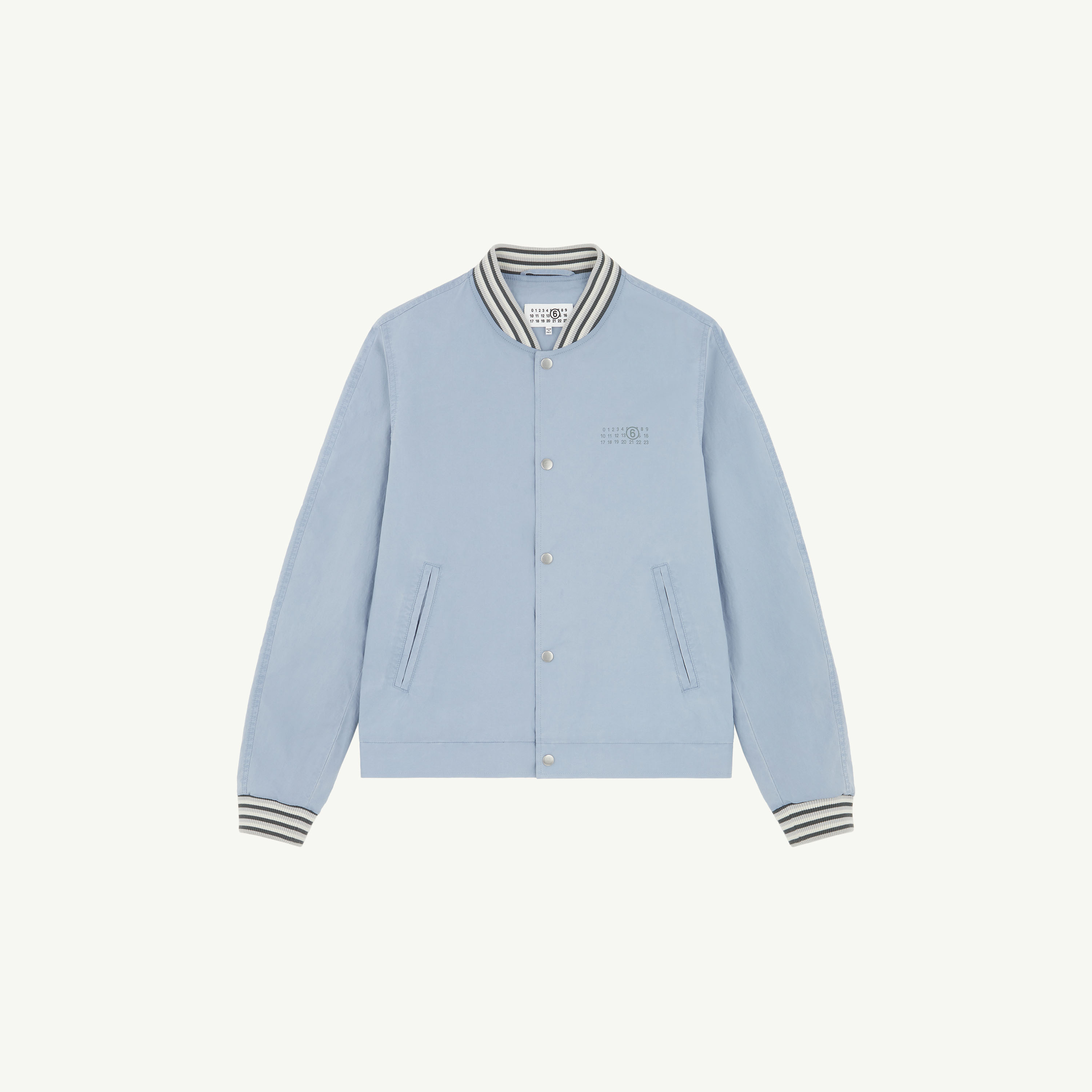 Mm6 Maison Margiela Cotton Numeric Print Bomber Jacket In Blue