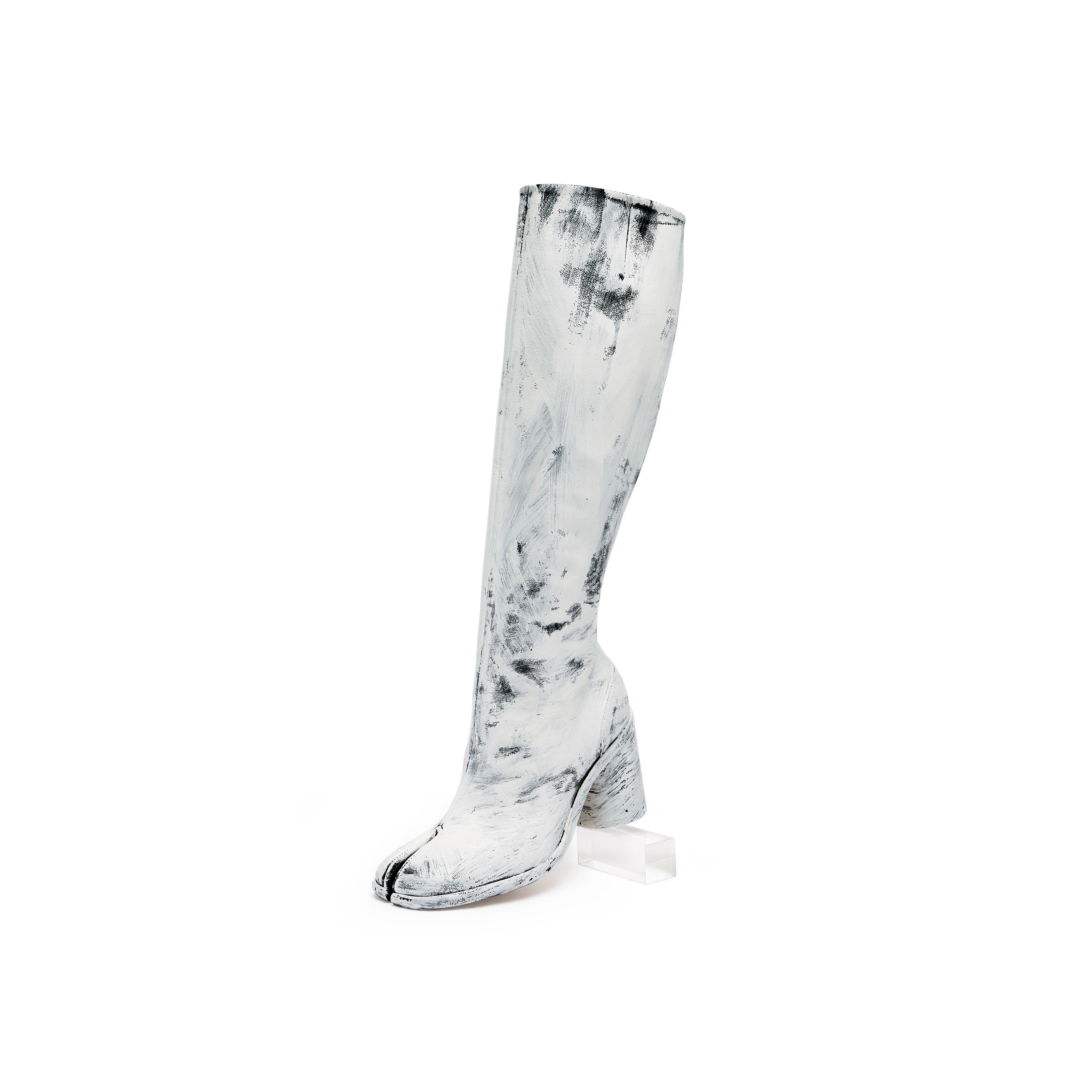 Maison Margiela Tabi Bianchetto Knee-high Boots Woman Black And White
