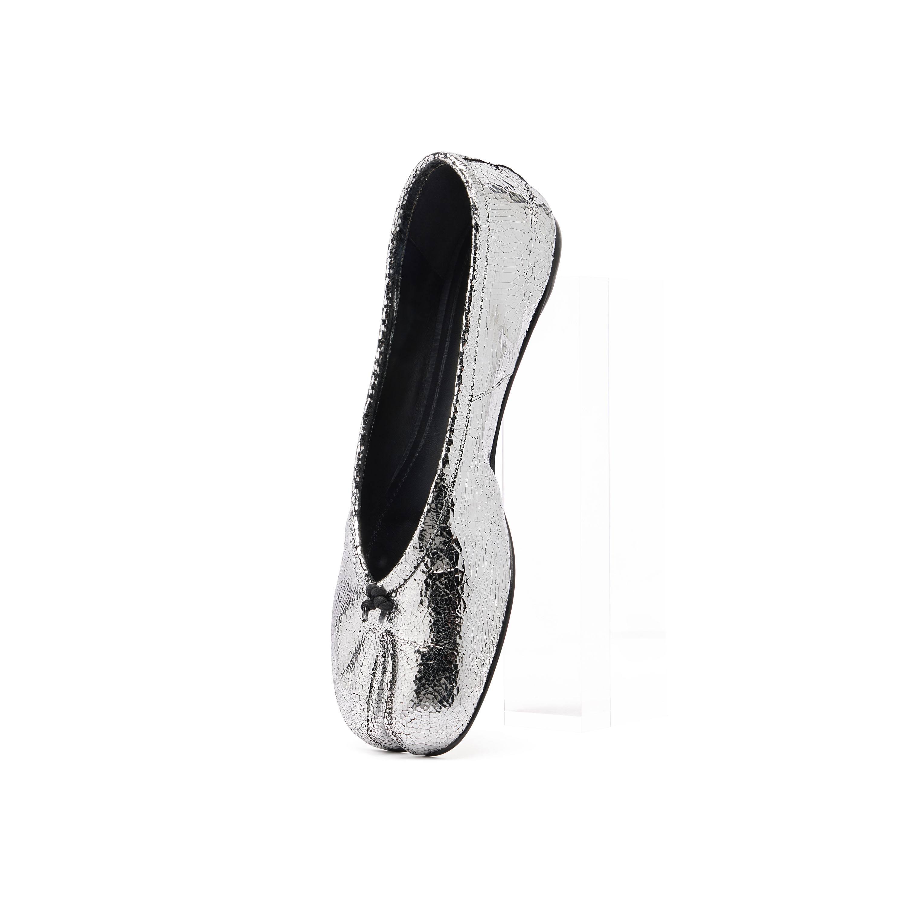 Maison Margiela Metallic Calf Leather Ballerinas With Elegant Design And Comfortable Fit In Silver