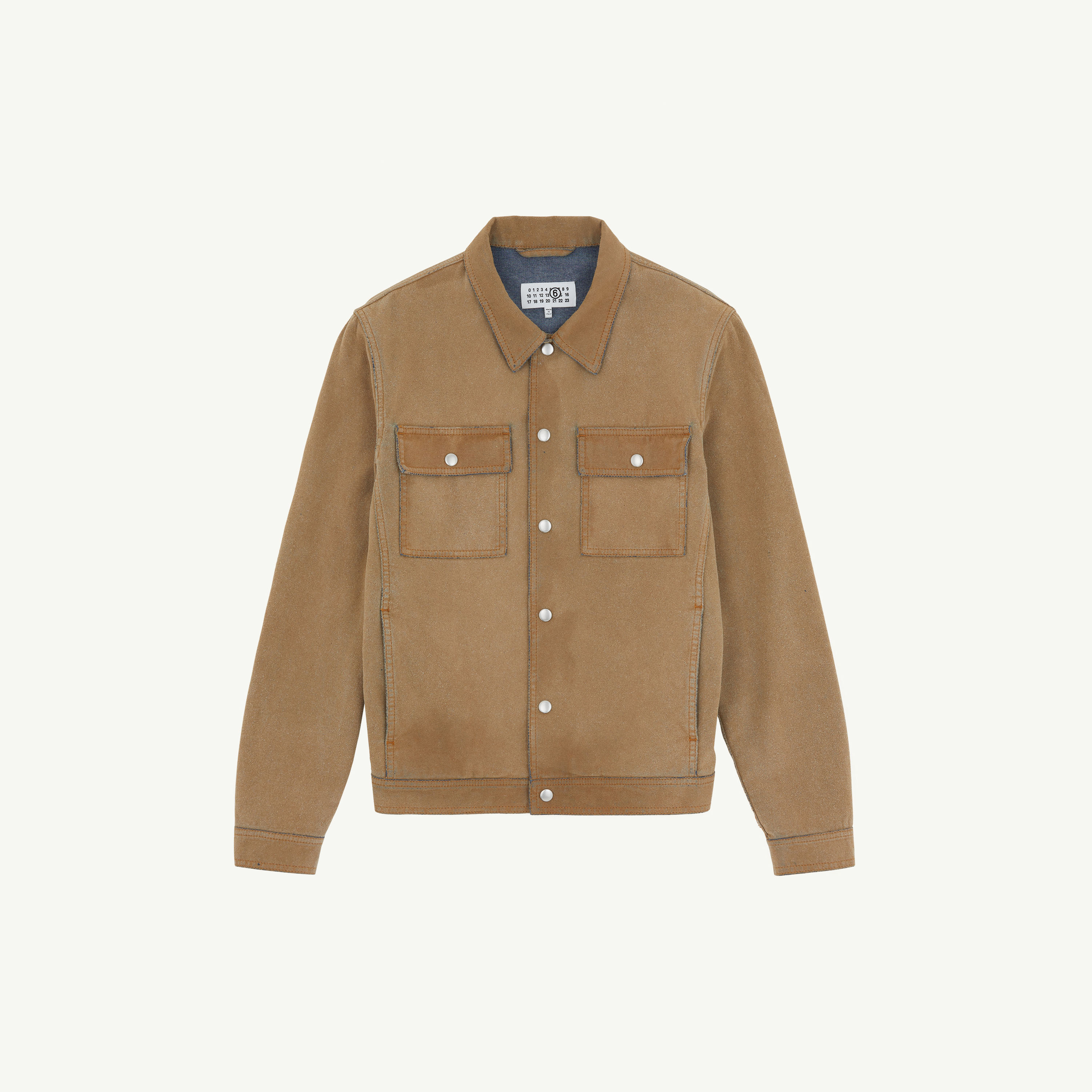 Mm6 Maison Margiela Flock Denim Trucker Jacket Sand In Brown