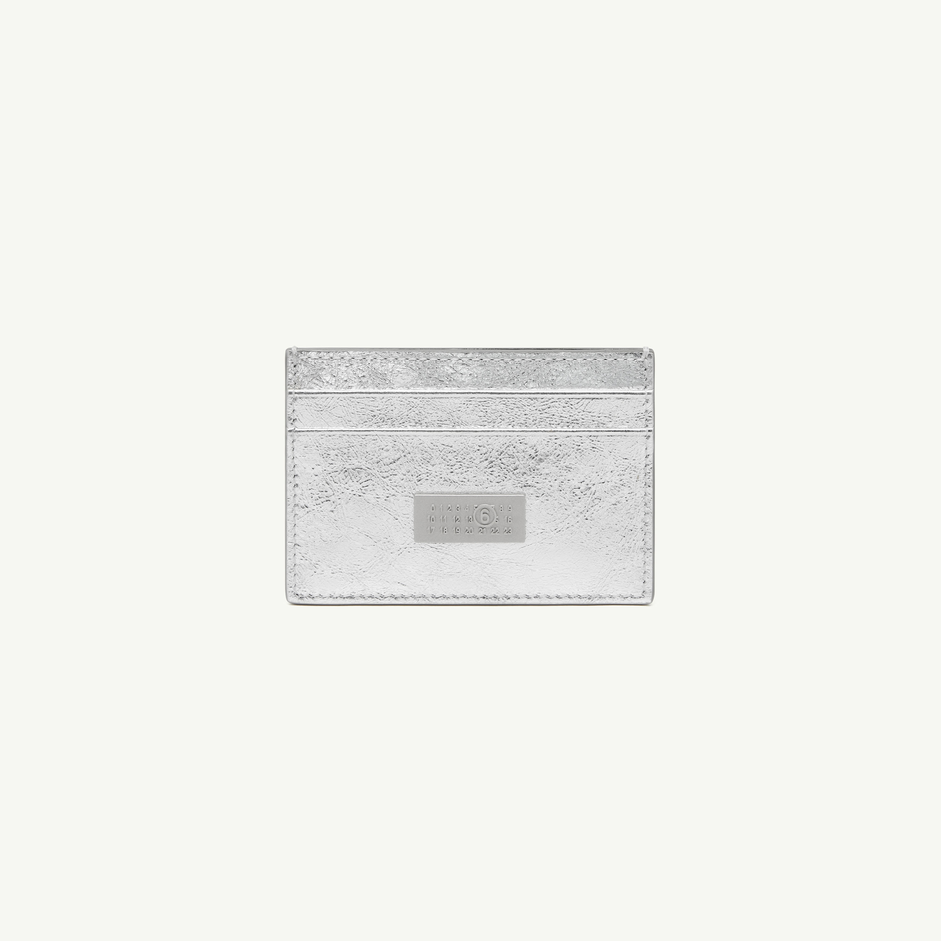 Mm6 Maison Margiela Numeric Leather Card Holder In Silver