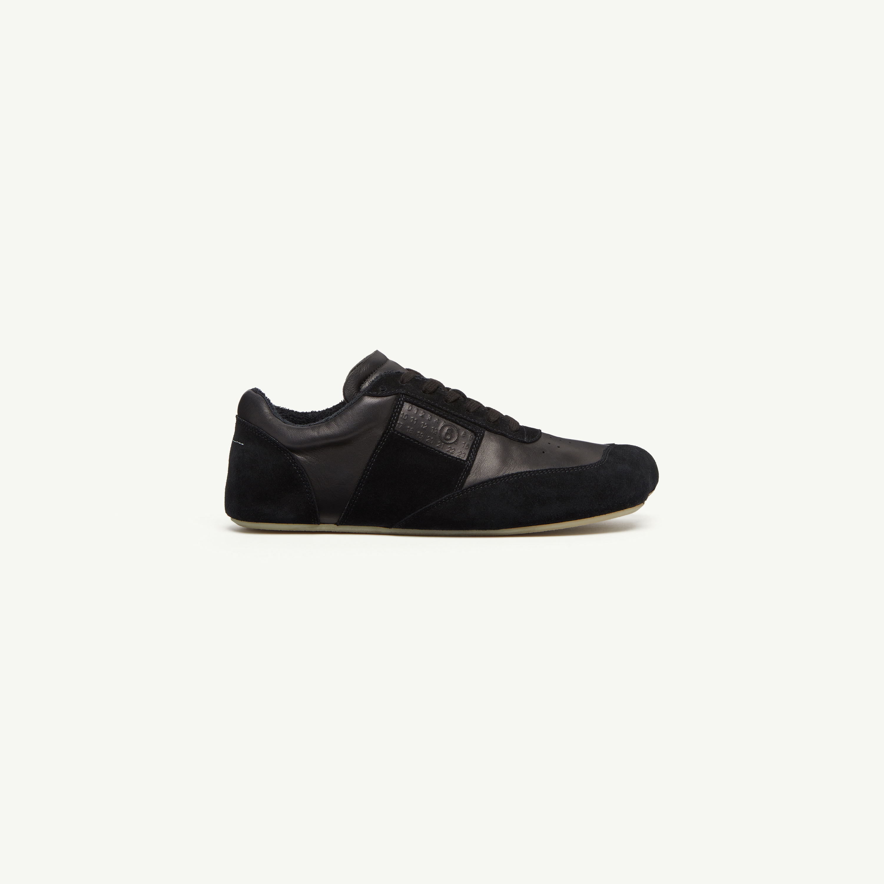 Mm6 Maison Margiela Mm6 By Maison Margiela Contemporary Black Leather And Suede Sneakers With Square Toe
