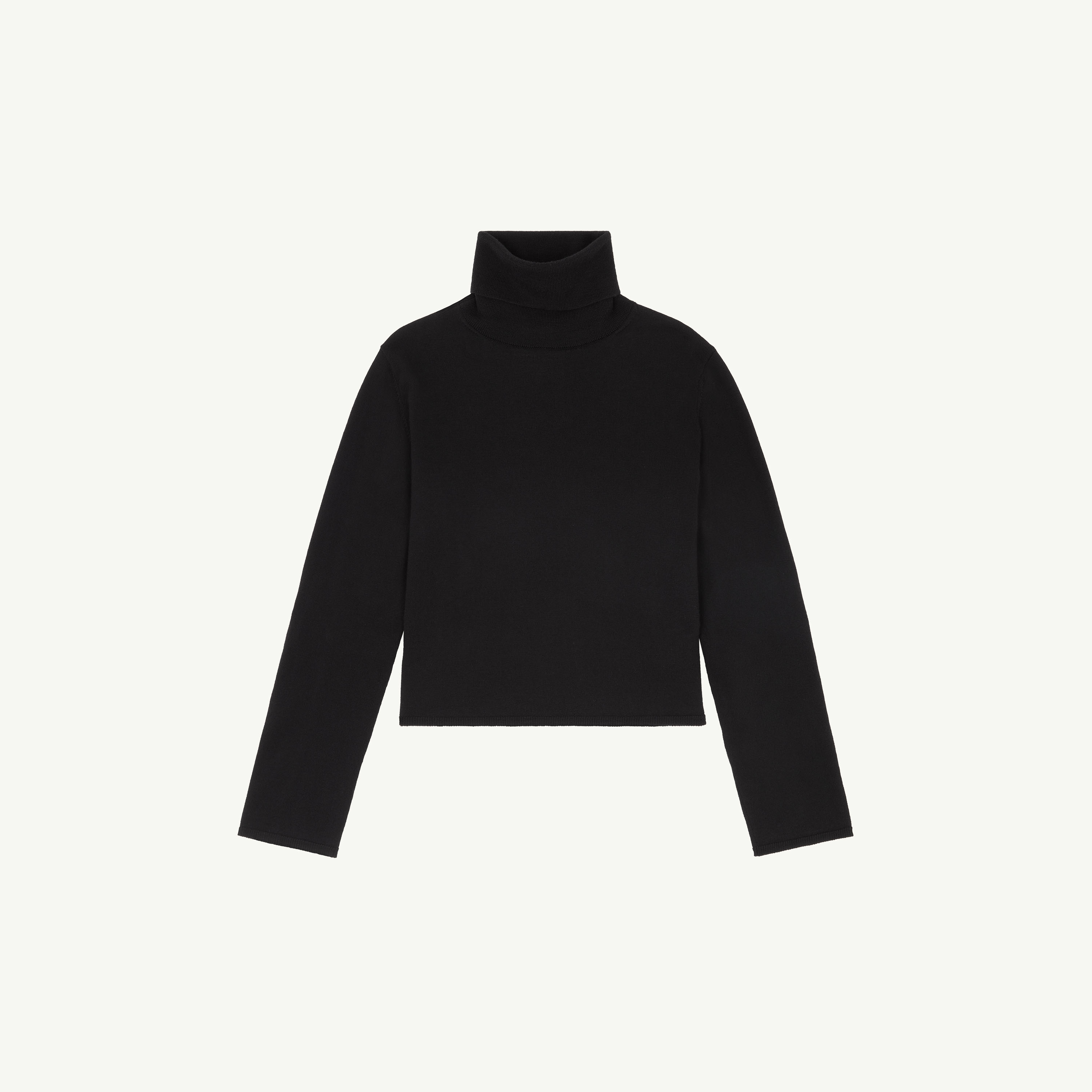 Mm6 Maison Margiela Cropped Black Sweater With Turtleneck In Black