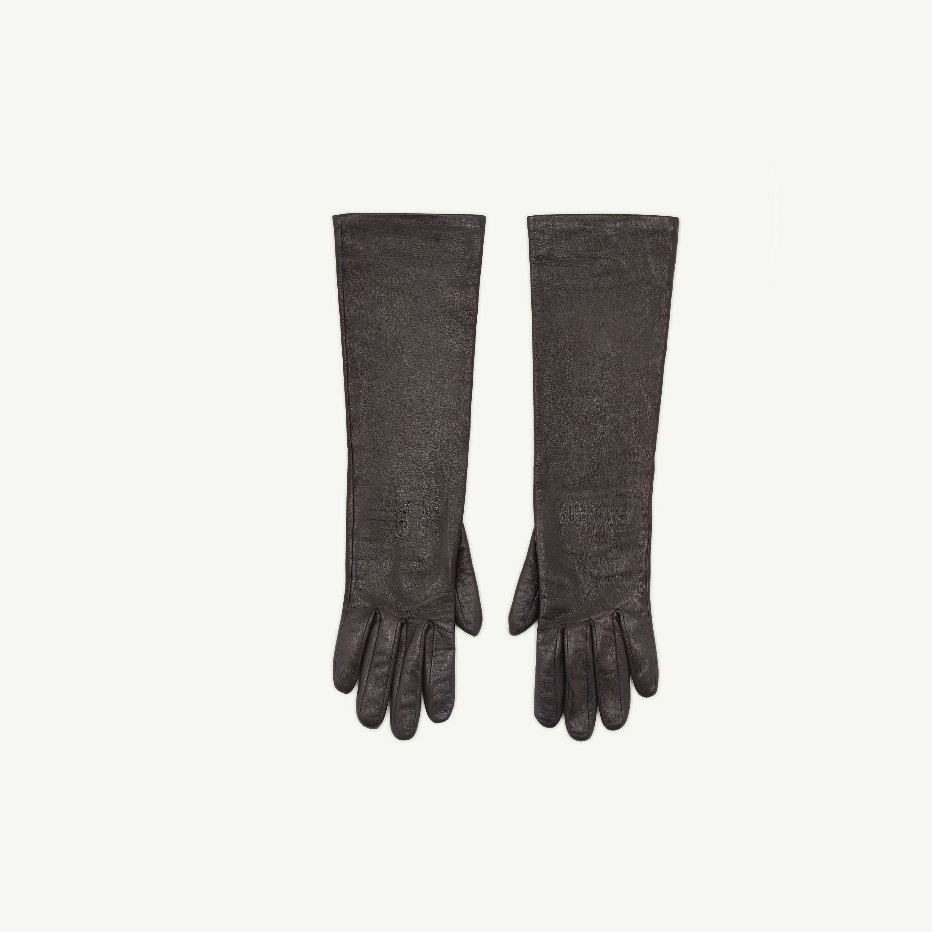 Mm6 Maison Margiela Mid-length Leather Gloves In Brown