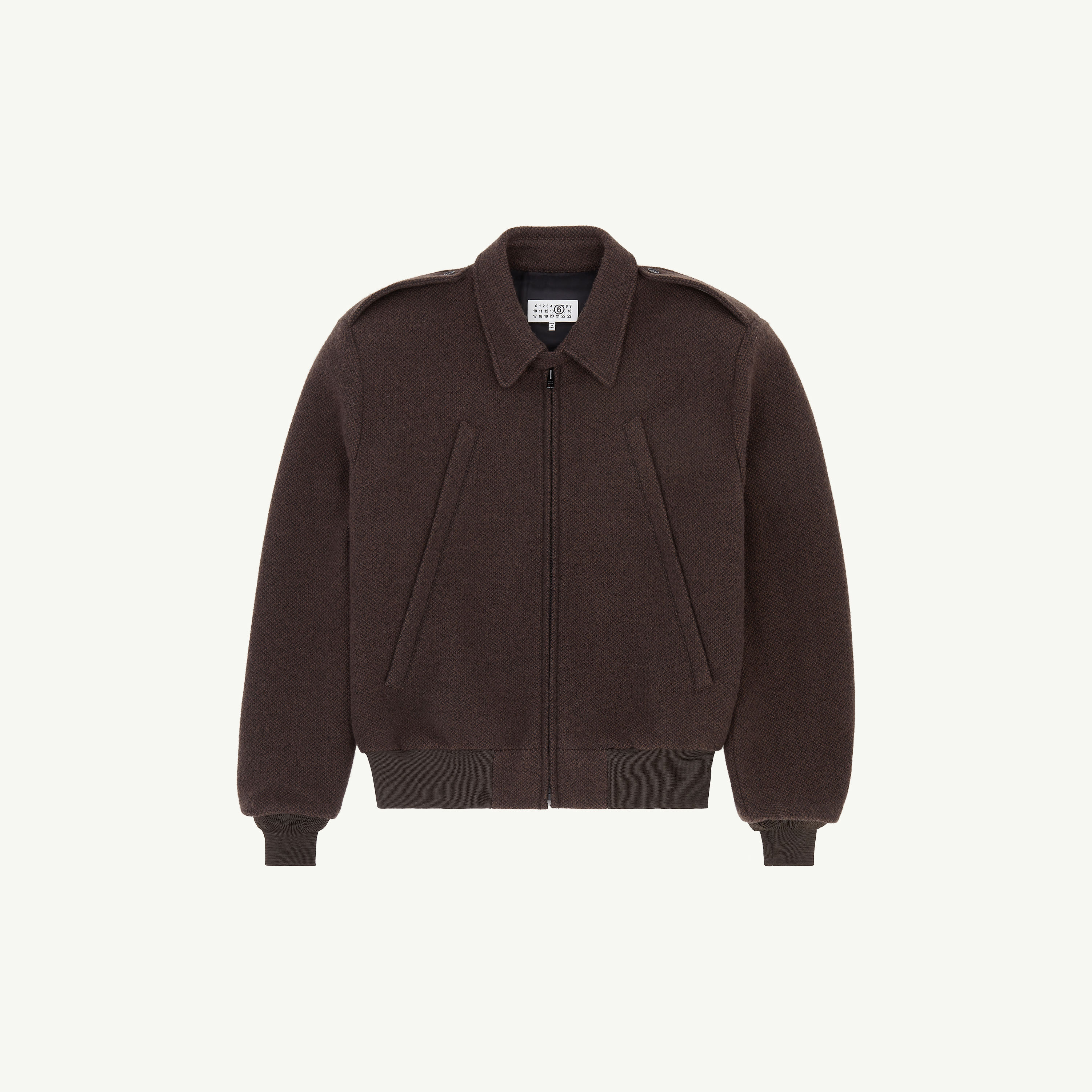 Mm6 Maison Margiela Wool Tweed Bomber Jacket In Brown