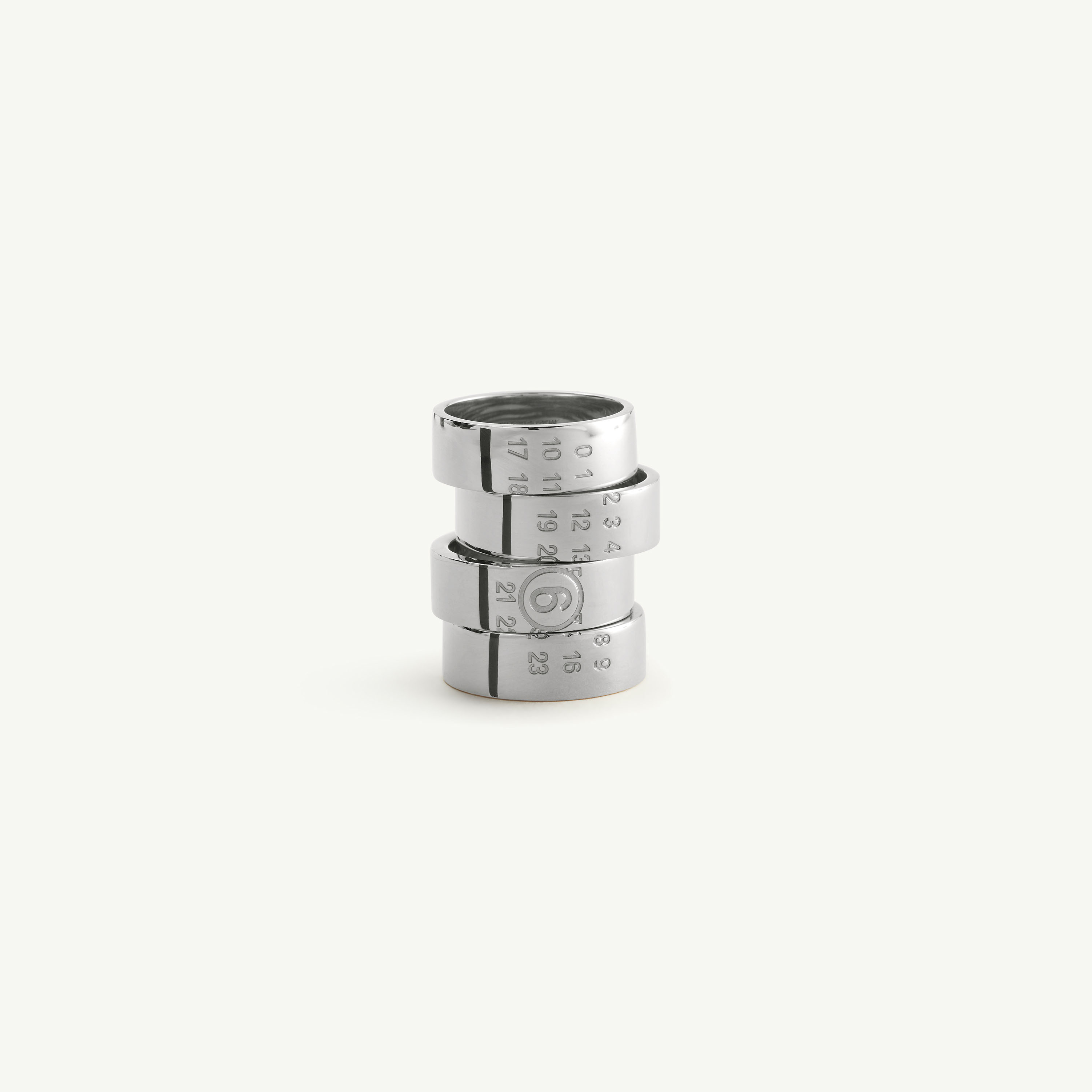 Mm6 Maison Margiela Number-engraved Stacked Rings In Metallic