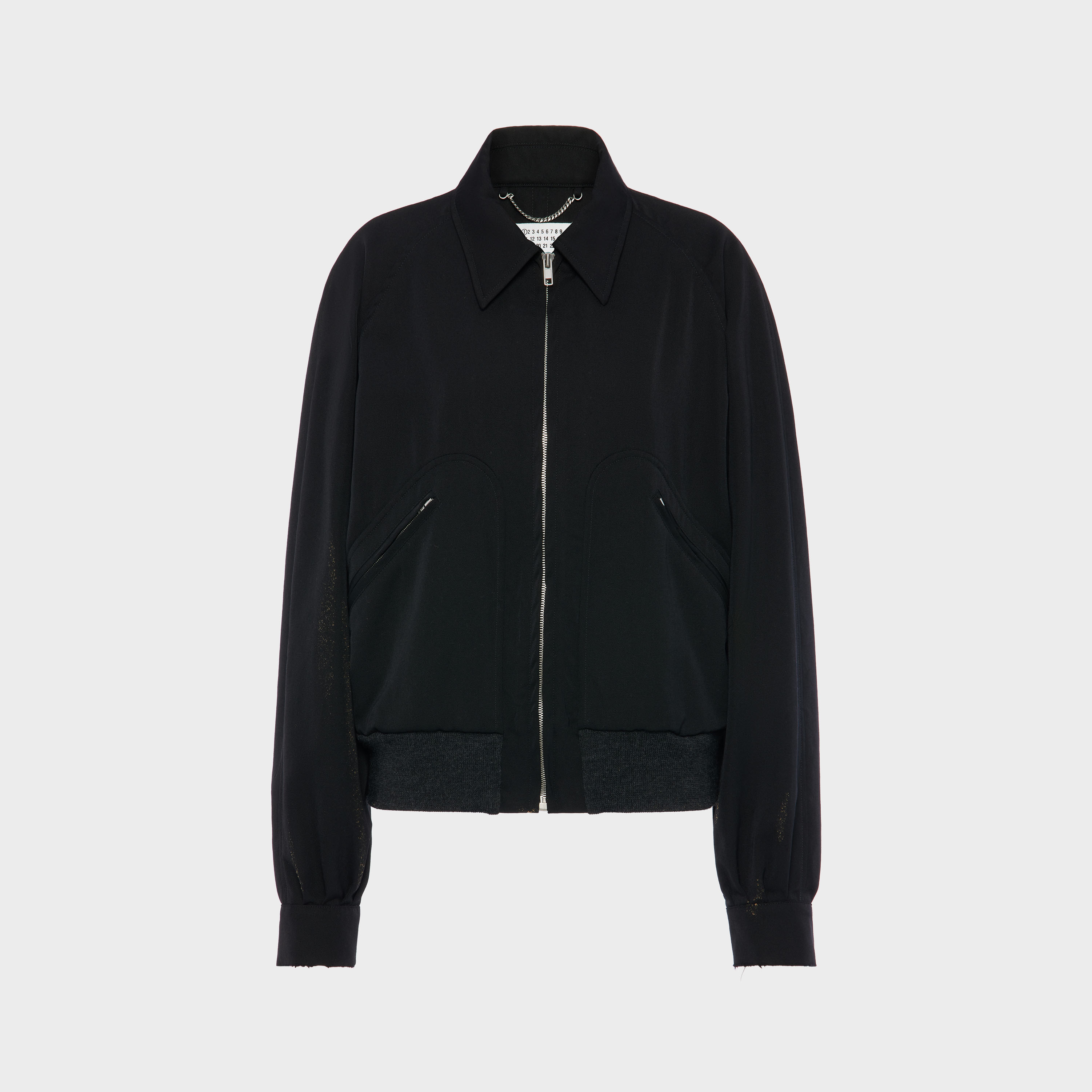 Maison Margiela Wool Jacket Zip Pockets Ribbed Hem Collar In Gray