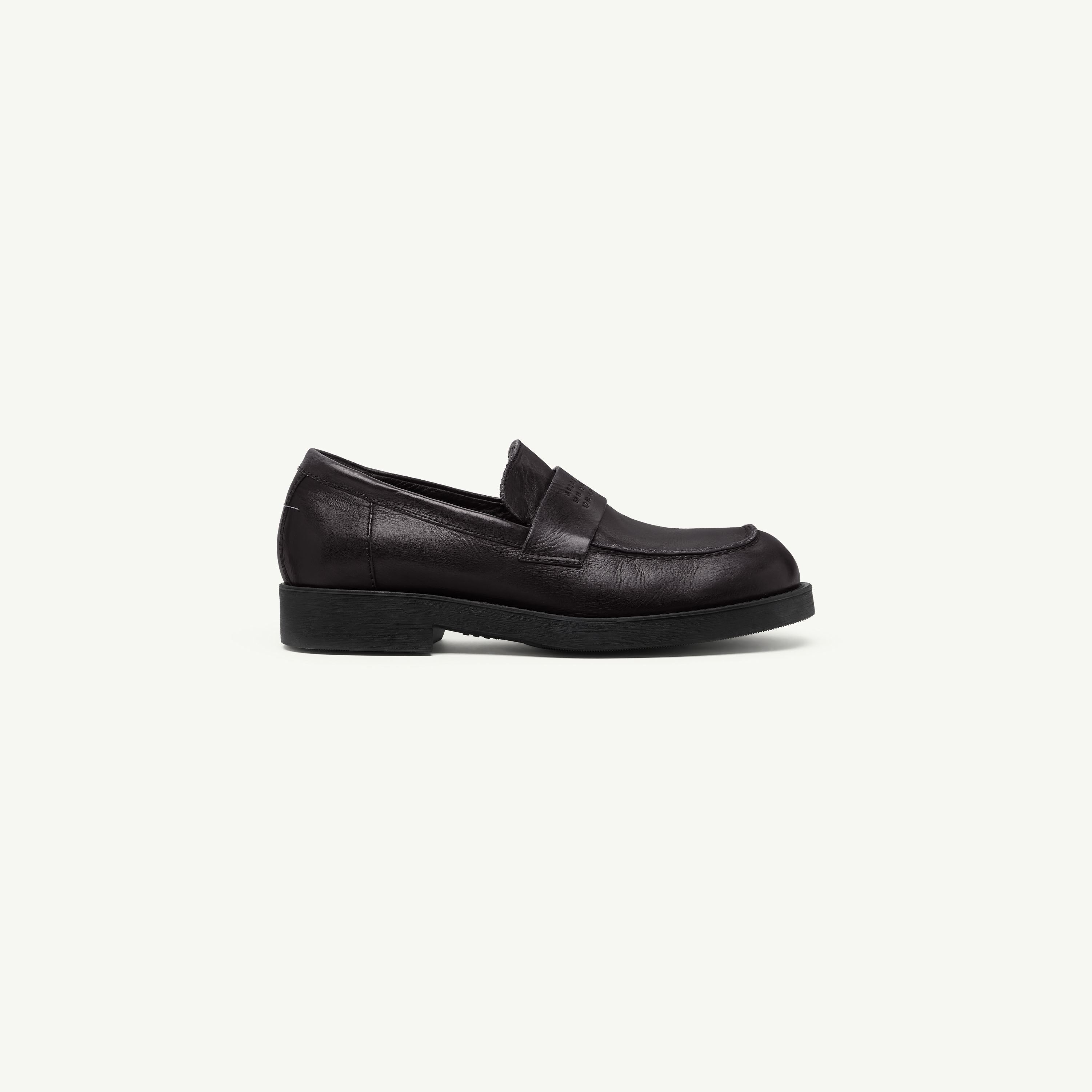 Mm6 Maison Margiela Black Calf Leather Bos Taurus Slip-on Loafers