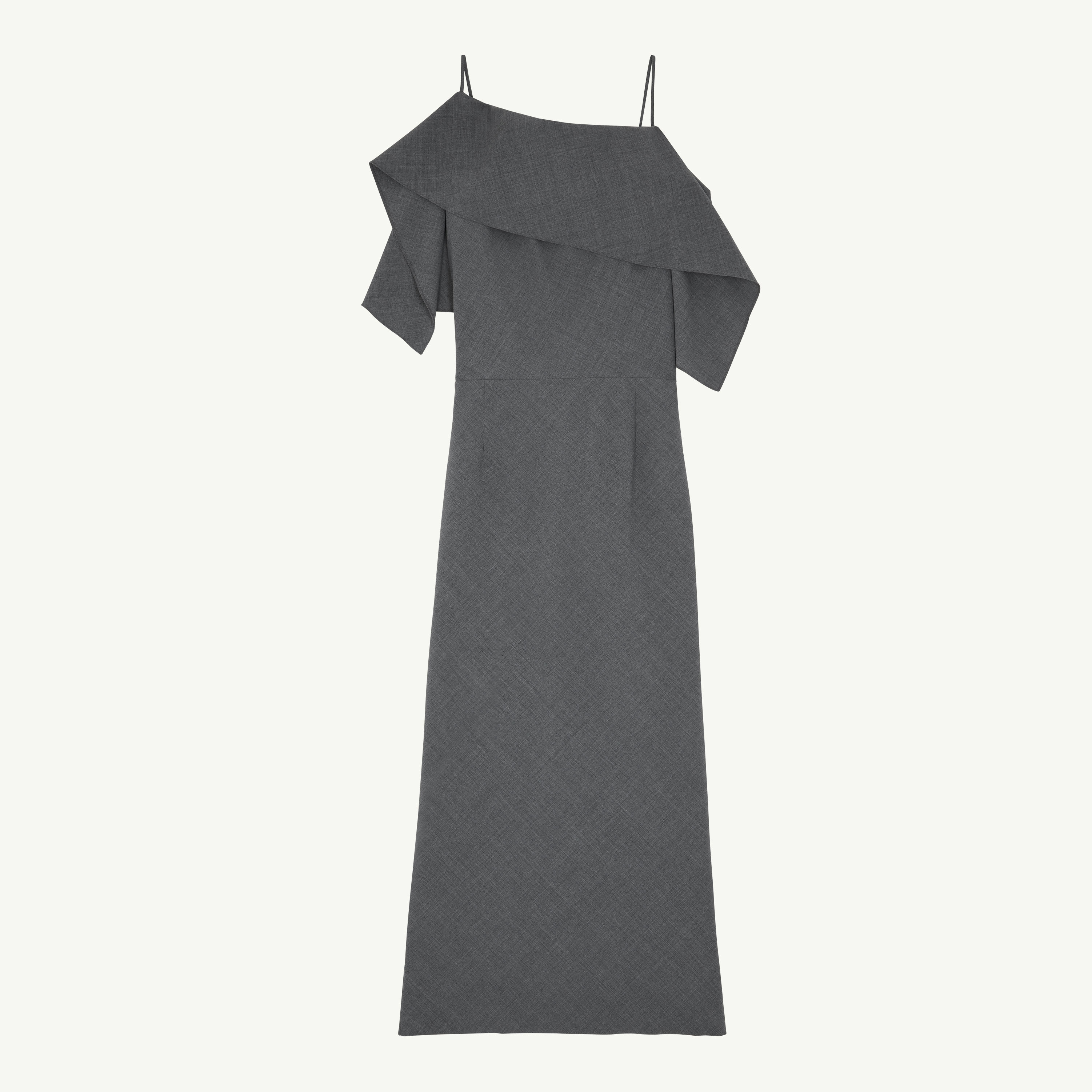 Mm6 Maison Margiela Folded Wool Dress In Gray