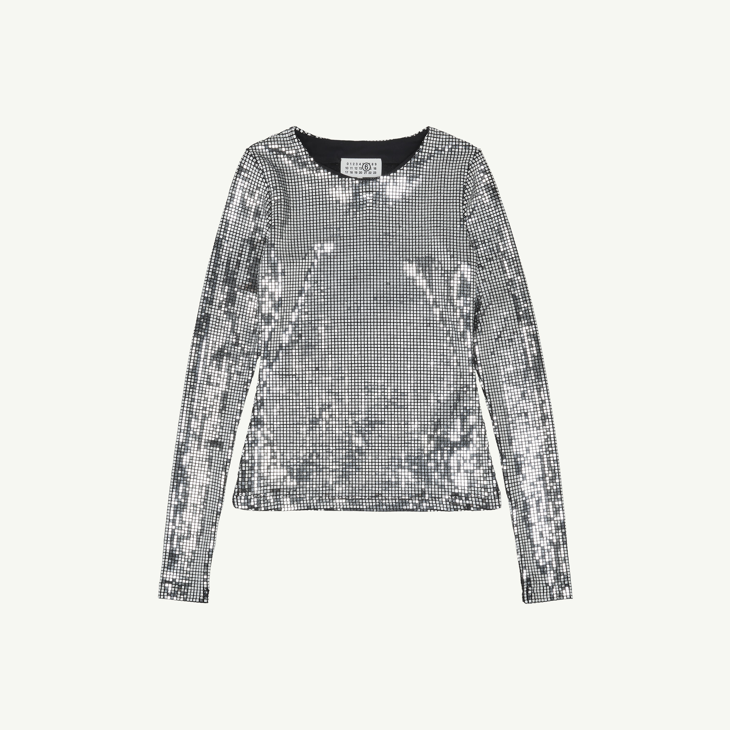 Mm6 Maison Margiela Metallic Long-sleeve T-shirt In Silver