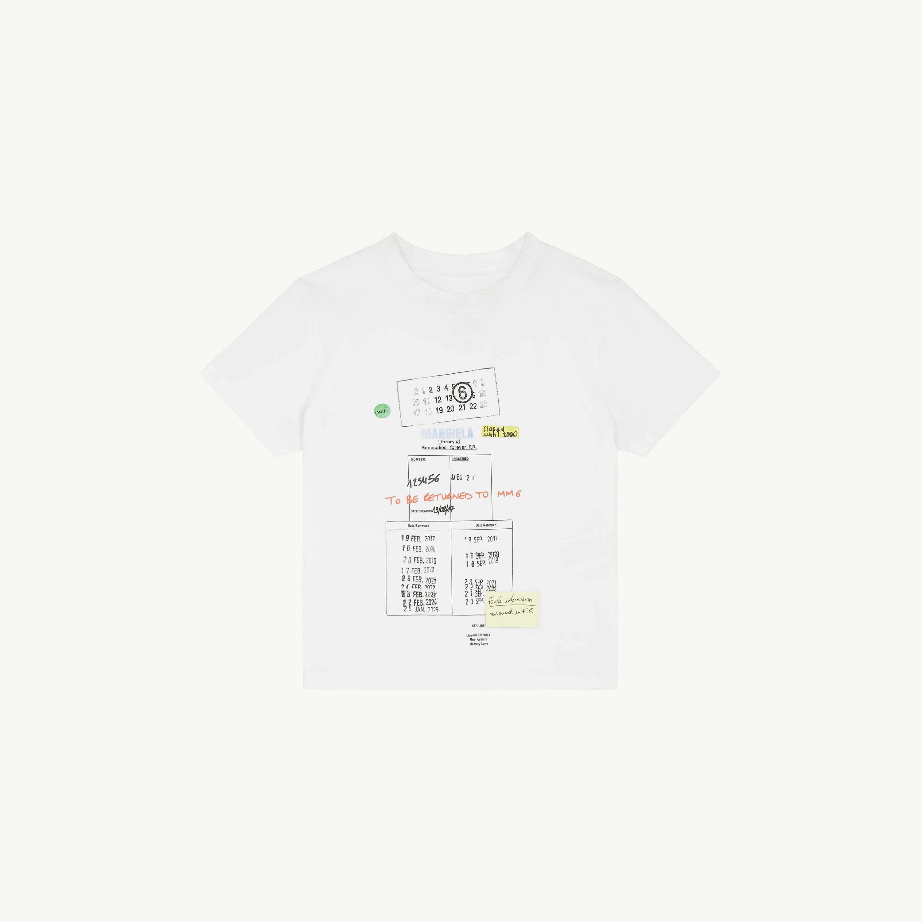 Mm6 Maison Margiela Black Library Card Graphic Cotton T-shirt In White