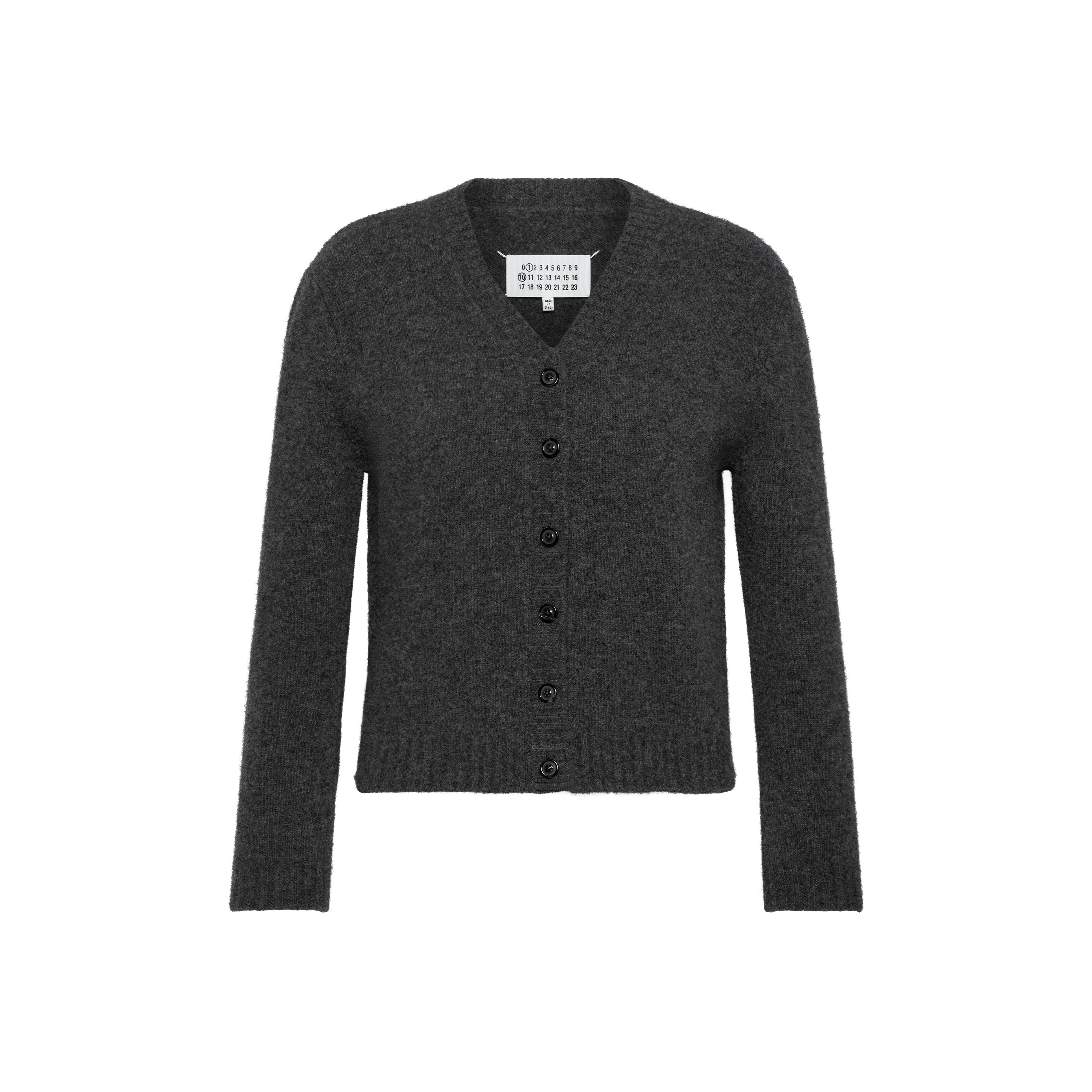 Maison Margiela Washed Lambswool Cardigan Woman Charcoal