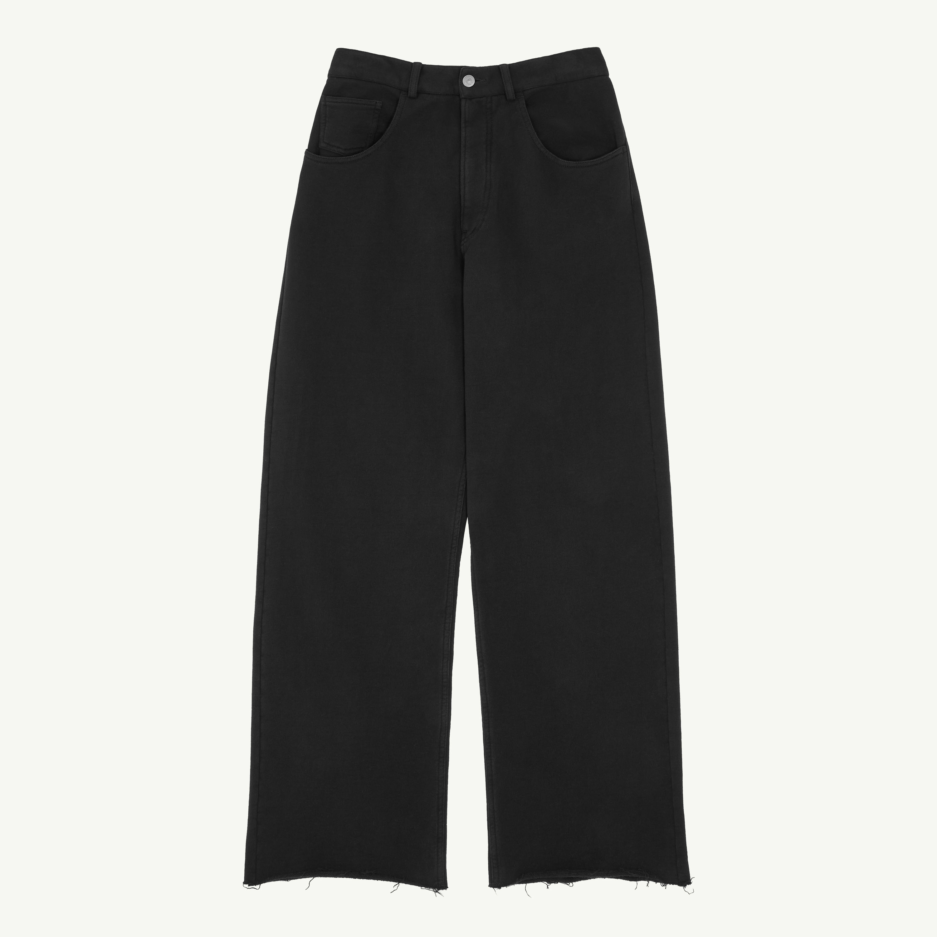 Mm6 Maison Margiela Wide-leg Cotton Trousers In Black
