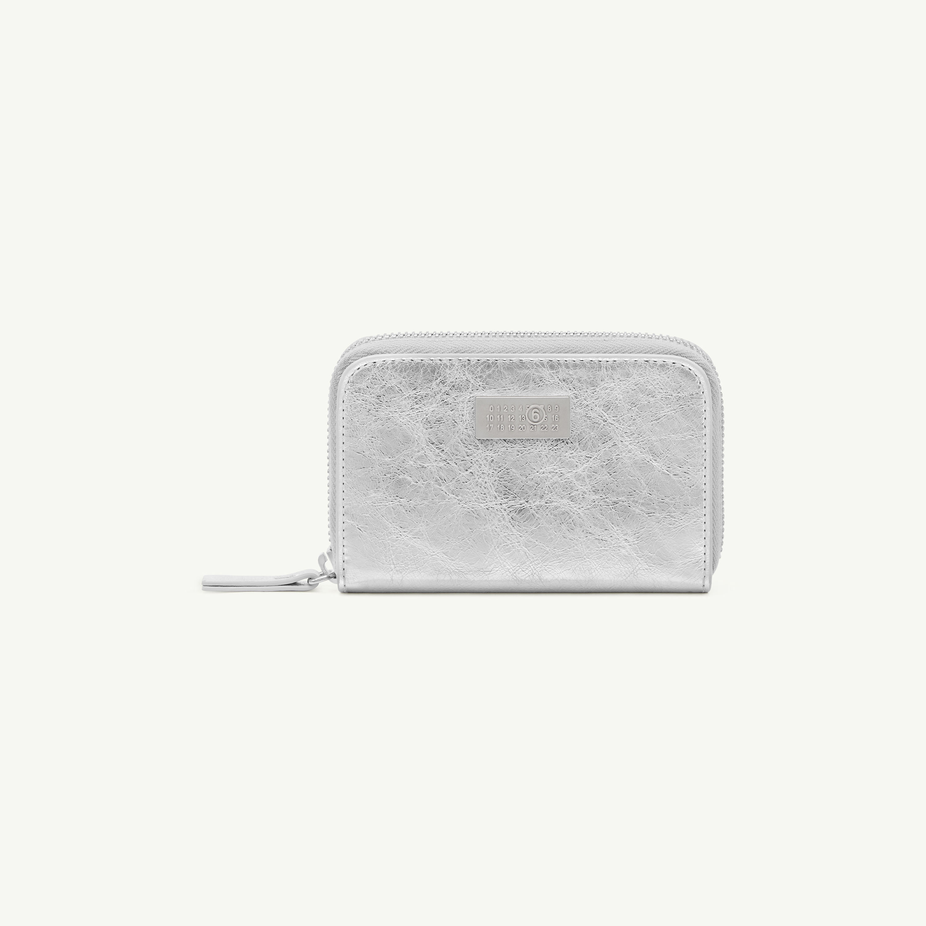 Mm6 Maison Margiela Numeric Leather Zip Wallet In Gray