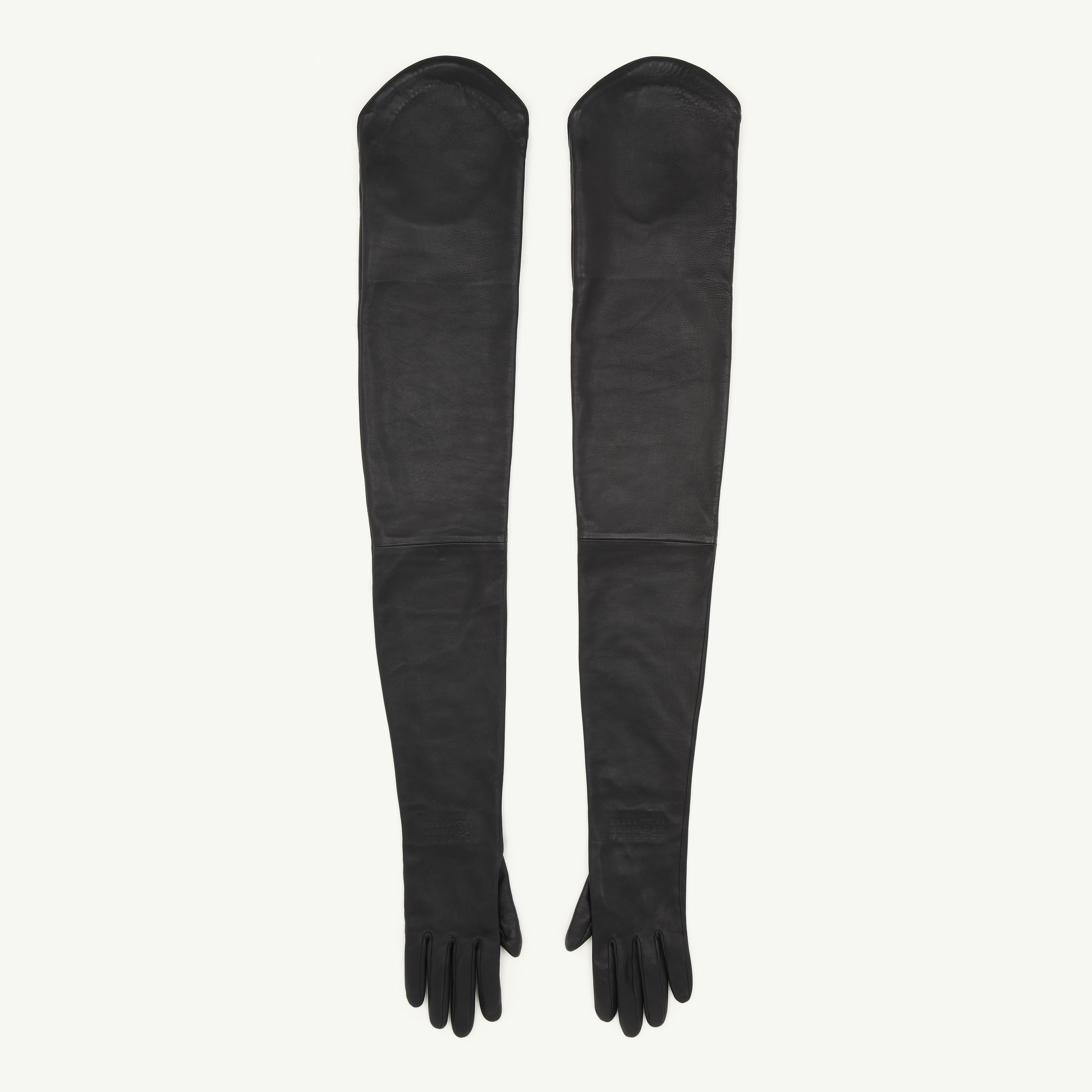 Mm6 Maison Margiela Long Leather Gloves In Black