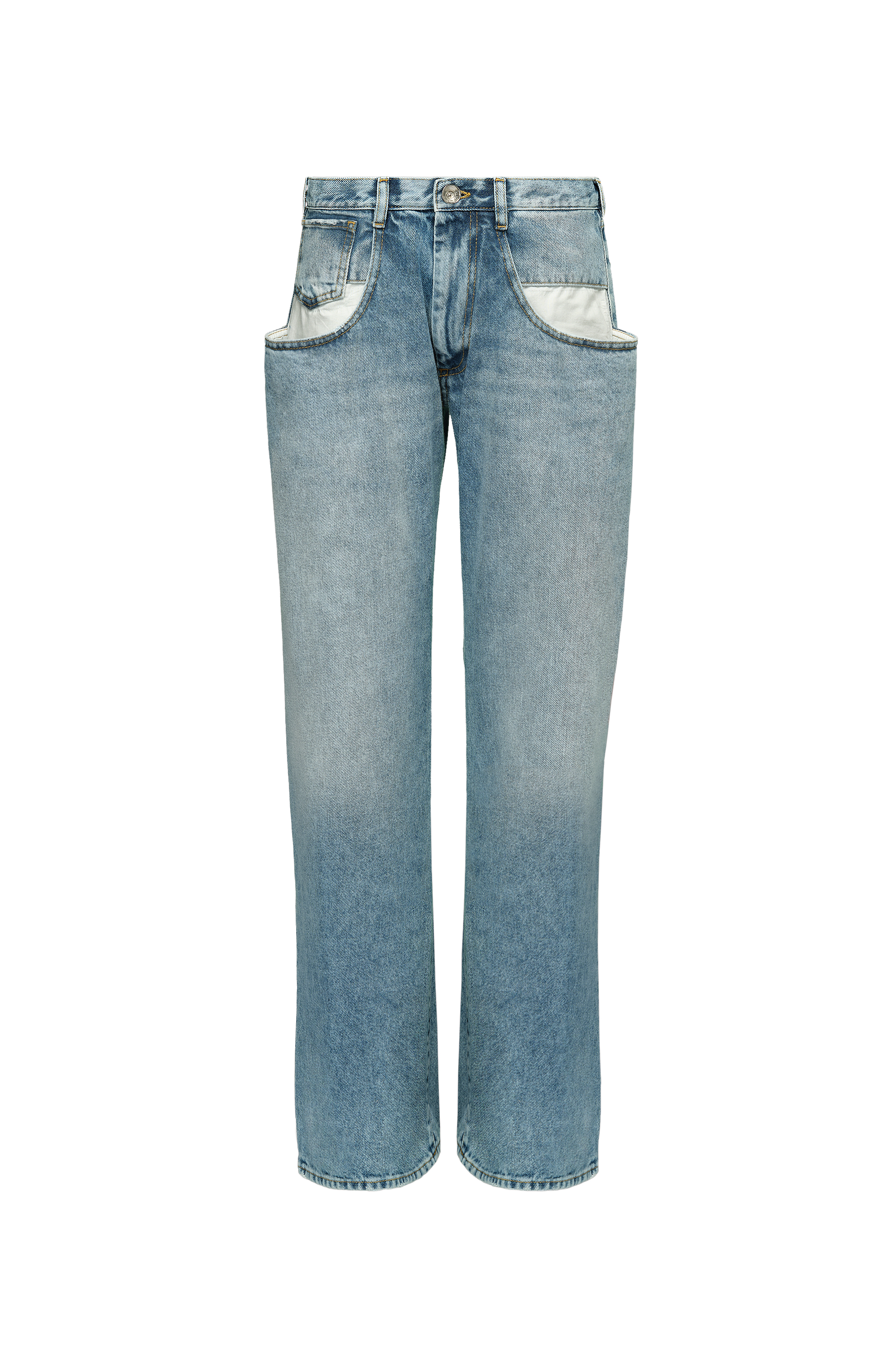 Maison Margiela Straight Jeans With Contrasted Pockets Woman Blue Jeans
