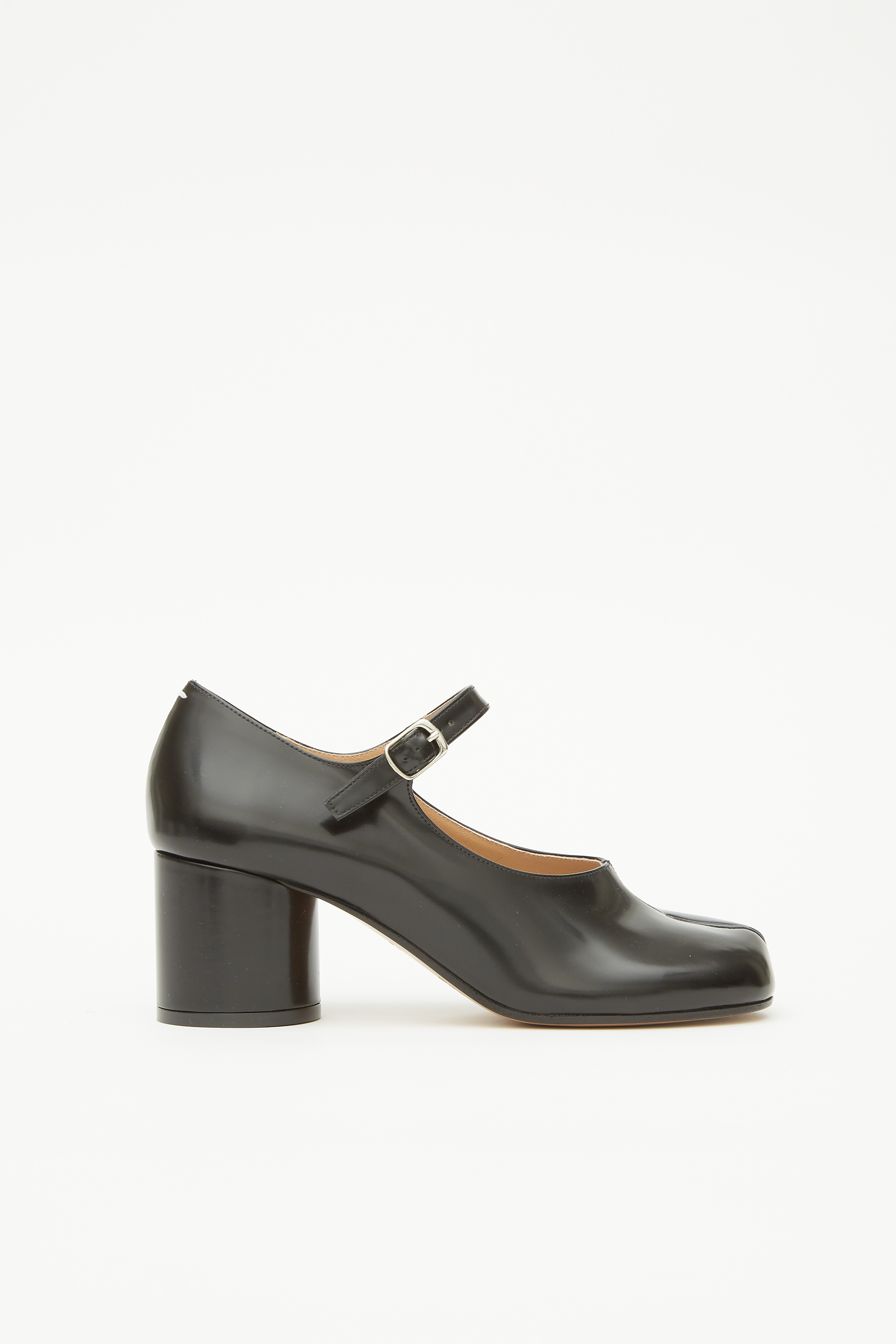 Maison Margiela Womens Black Tabi 60 Split-toe Block-heel Leather Mary-janes Eur 37 / 4 Uk